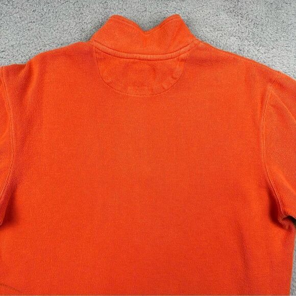 Chaps Sweater Mens Medium Orange‎ 1/4 Zip Cotton Mock Neck Business Casual - Picture 7 of 14